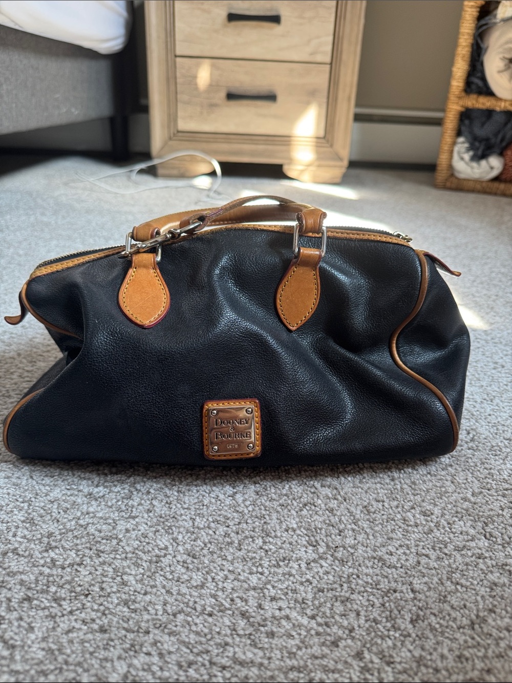 Vintage Dooney & Bourke Black Leather Toiletry Bag